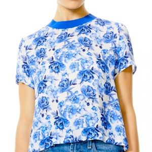 Alice + Olivia Kane Floral Tie Front Tee